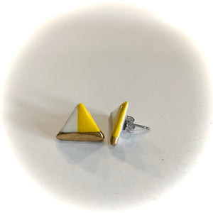 Luster Stud- Yellow Half Triangle Design 1