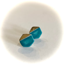 Luster Stud- Turquoise Gold tip Hexagon