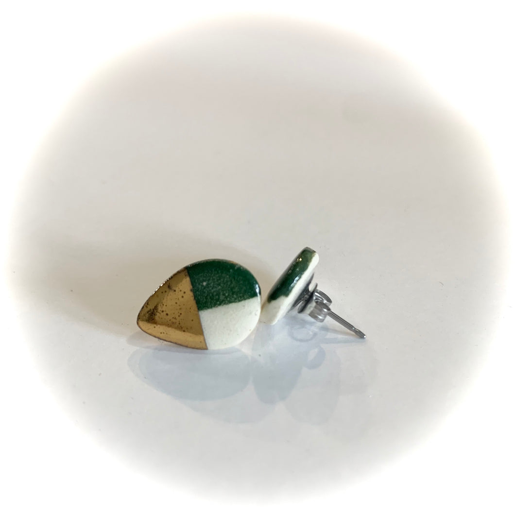 Luster Stud- Green Design Teardrop 2