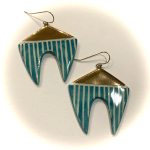 Luster Dangle Earrings 1-Turquoise Stripe