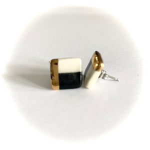 Luster Stud- Black Design Square 1