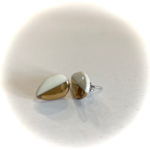 Luster Stud- White Half Teardrop