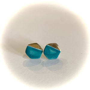 Luster Stud- Turquoise Gold tip Hexagon